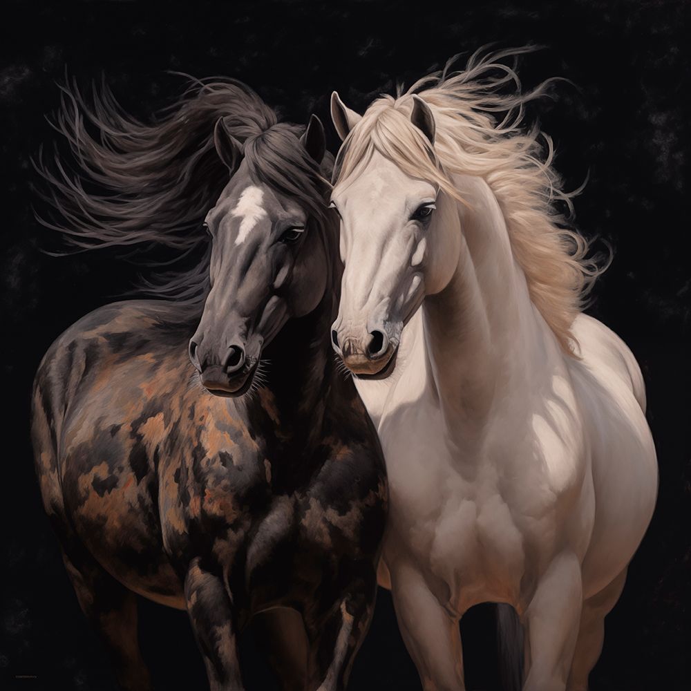 Two horses close-up.  (AI Generated)